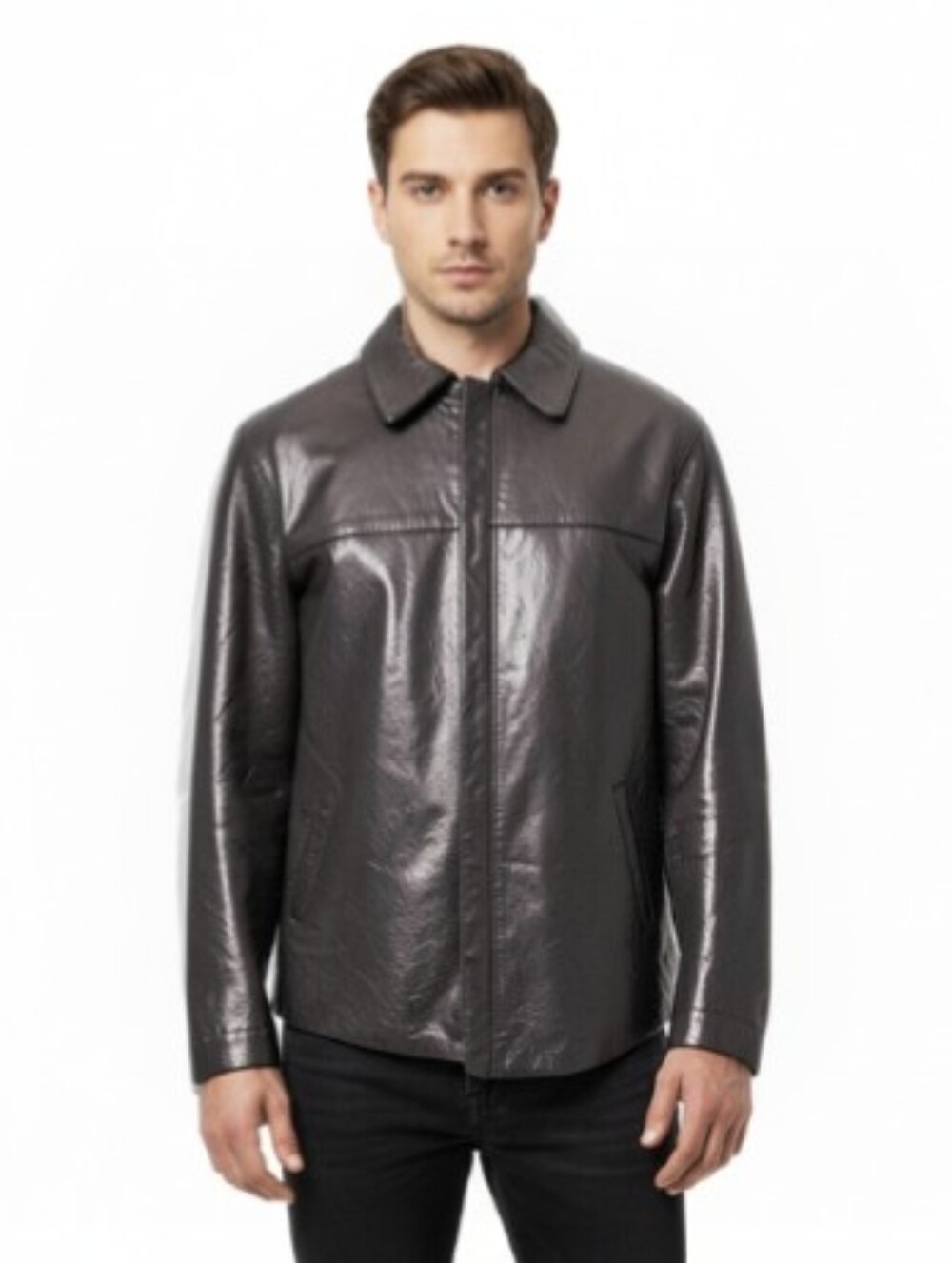 ADLER! SOFT, SUPPLE BLACK GENUINE LAMBSKIN LEATHER ZIPPER JACKET, COAT! SIZE M